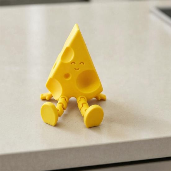 Новинка: Сырная скульптура с подвижными суставами, 3D-печатная забавная фигурка сырного ломтика, фиджет-игрушка для снятия стресса, аксессуары для офисного стола