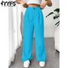 Women's Fashion Casual Solid Color Print High Waist Trousers Pants & Capris