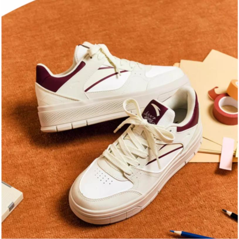 Anta Синтетическая кожа универсальные простые прочные легкие низкие кроссовки для скейтбординга женские кроссовки светло-красные 922418061-6