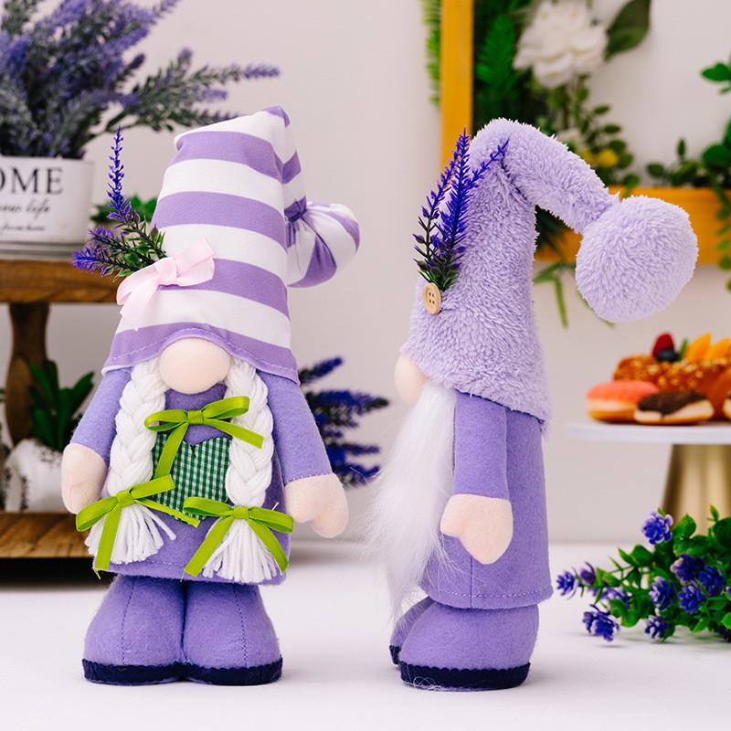 Весенний Лавандово-Фиолетовый Гном Фигурка Декор Ко Дню Матери с Полиэстером и Тканевыми Деталями