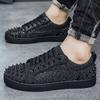 Autumn New Men's Shoes Fashion Casual Shoes Personalized Rivets Trendy Shoes Men's Board Shoes Green Single Shoes