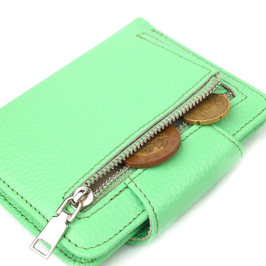 Компактный Женский кошелек из натуральной кожи CANPELLINI Wallet 21666 Салатовый