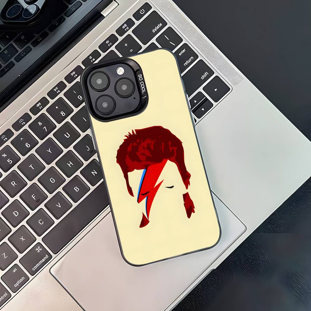 Чехол для телефона D-David Cool B-bowie для iPhone 17,16,15,14,13,12,11,Pro,XS,Max,Plus,Mini,SE4,E Черный Матовый Ударопрочный Чехол