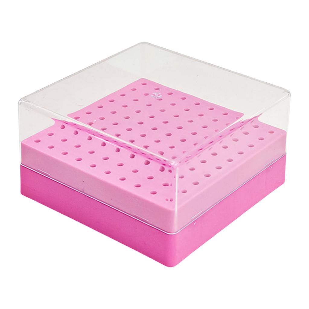 100 Hole Nail Drill Bit Organizer Box Practical Plastic Storage Case With Transparent Cover For Manicure Tools