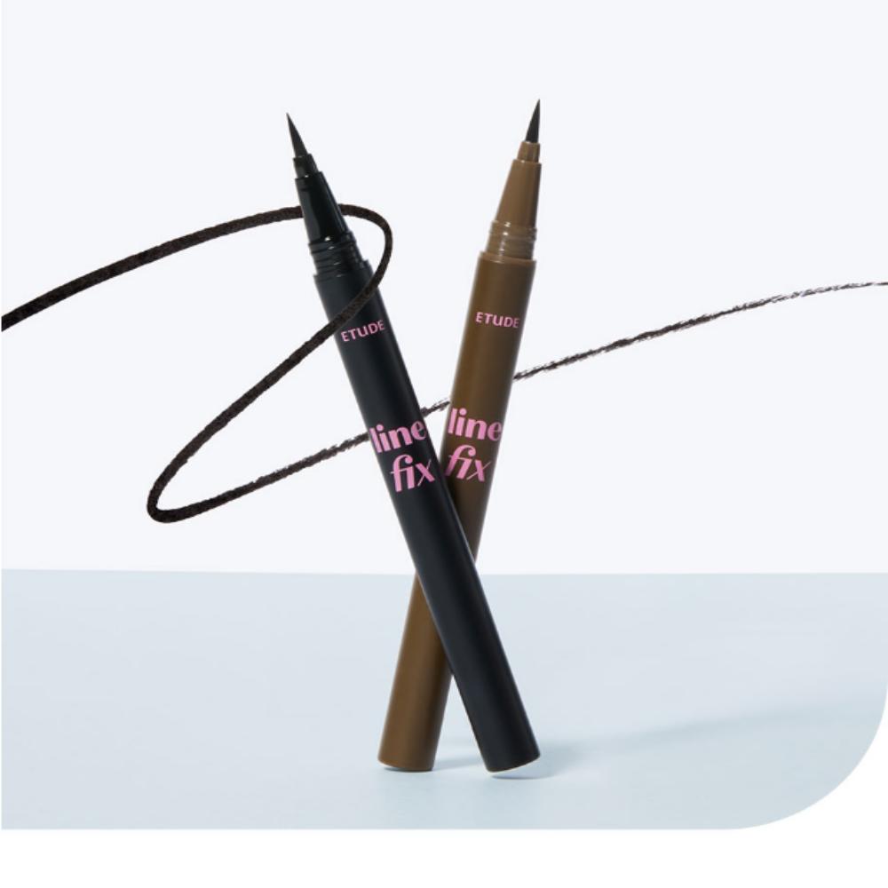 ETUDE NEW LINE FIX BRUSH LINER | Фиксированная подводка для глаз / черный или коричневый | Устойчивость к размазыванию / Водонепроницаемость / Маслостойкость / Универсальная кисть-лайнер