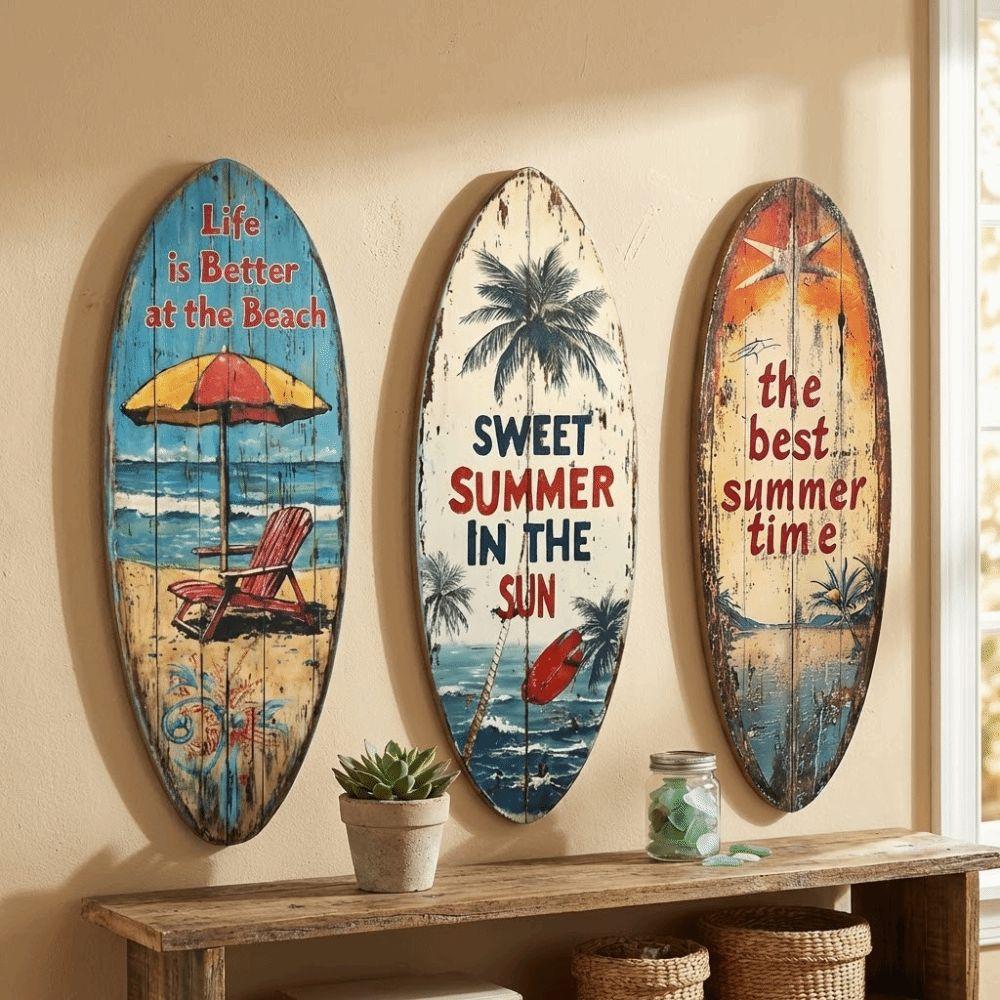 Summer Surfboard Wall Hanging Colorful Beach Decor Wall Art  Home Bedroom Decor
