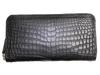 Круглый длинный кошелек из кожи крокодила, натуральная кожа, сделано в Японии, черный, G-BRONCO, мужской