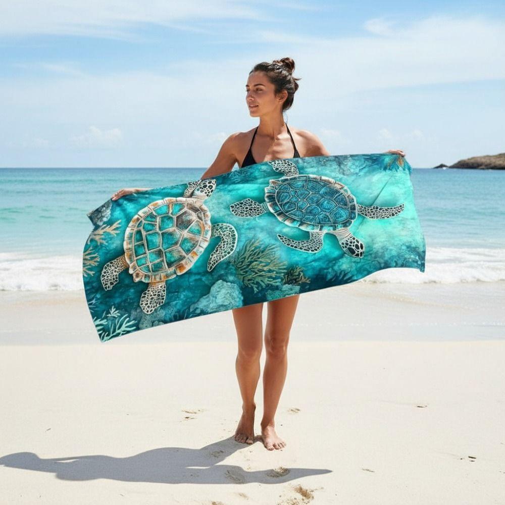 Shore Stylish Swimming Towel Absorbent Beach Blanket Sea Turtle Beach Towel  Summer