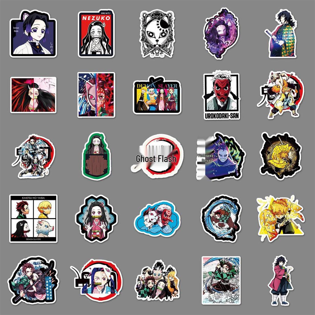 Набор из 50 аниме-стикеров «Клинок, рассекающий демонов» для украшения чемодана, ноутбука, автомобиля, холодильника и телефона.