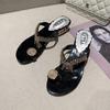 Summer Korean Version Clip Toe Sandals for Casual Wear with Rhinestone Sandals On The Outside