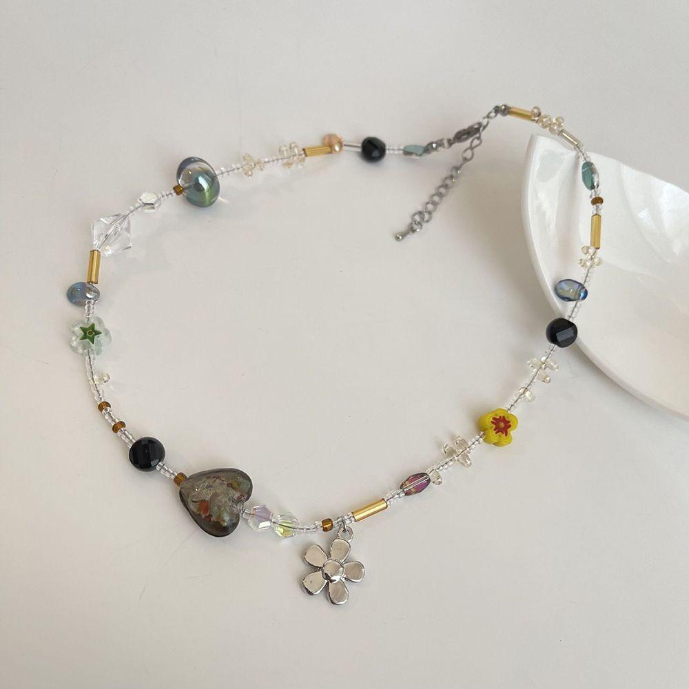 Choker Female Love Heart Fashion Jewelry Flower Necklace Women Clavicle Chain Korean Style Necklace