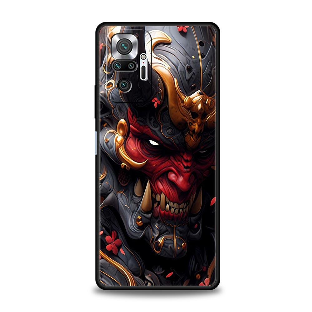 Чехол для телефона Japan Samurai Oni Mask для Xiaomi Redmi Note 14 13 5G 10 11 12 Pro Plus 4G 14C 13C 12C 10C Черный