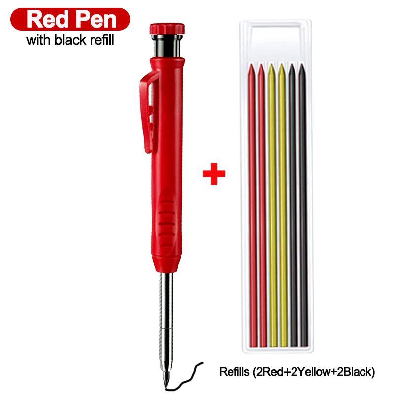 Набор прочных столярных карандашей со сменными грифелями, встроенной точилкой, механический маркер для глубоких отверстий для разметки, деревообрабатывающие инструменты KTY