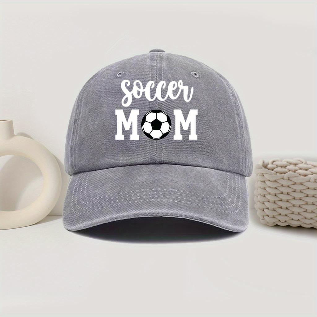 Soccer Mom Print Baseball Cap Vintage Washed Style Adjustable Fit Suitable for Outdoor Activities Fashion Design
