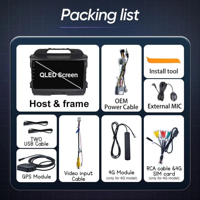 Android 14 Carplay Auto для Kia Sportage 3 2010 2011 2012 2013 3014 - 2016 Автомобильный Радио Мультимедиаплеер GPS Стерео Видео 4G WiFi