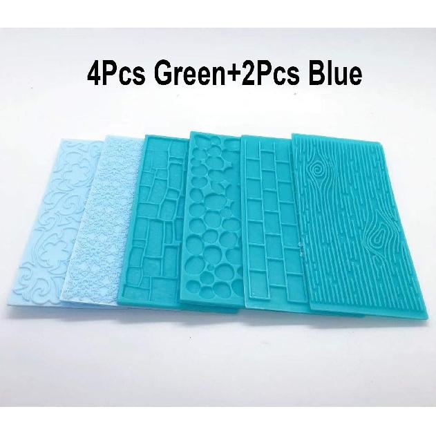 Набор из 6 текстурных ковриков для мастики Набор форм для украшения торта - Рельефный дизайн с текстурой древесной коры/Цветы/Брусчатка Инструмент для декора Sugarcraft для шоколада