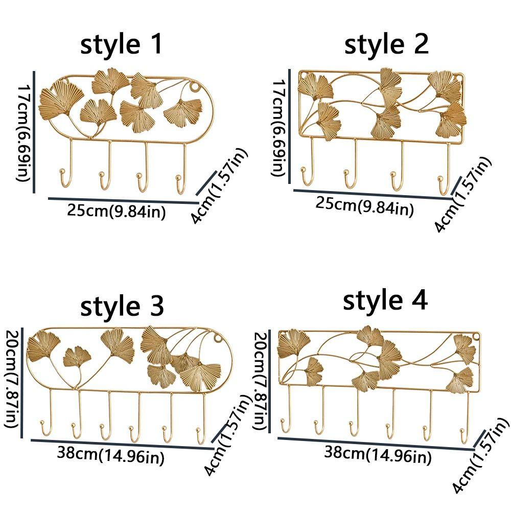 Creative Organizer Ginkgo Leaf Metal Coat Hooks Iron Art Heavy Duty Coat Hanger Nordic Style Golden Wall Hooks Wall Mounted