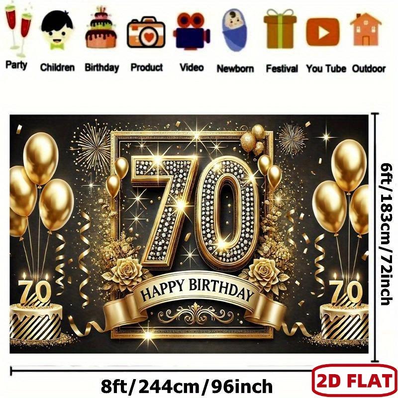 Luxurious 70th Birthday Celebration Banner - Party Decoration, Suitable for Homes, Gardens, Studios and Outdoor Events
