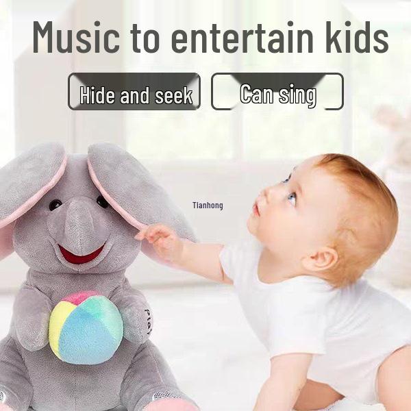 Плюшевый поющий слоник «Ку-ку»: Успокаивающий комфортер с хлопающими ушами для младенцев