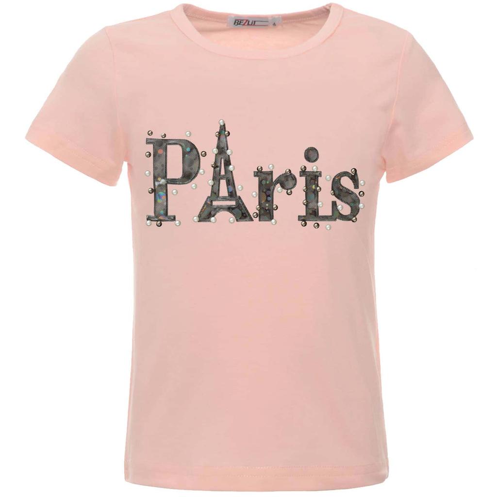 Футболка для девочек с искусственным жемчугом и голограммой