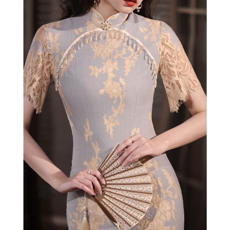 Chinese Style Cheongsam Lace Improved Daily Temperament Dress