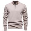 Autumn Winter Men's Half Zipper Knitted Pullovers Solid Slin Fit Casual Sweater Male Fleece Warm Stand Collar Pullover Sweaters