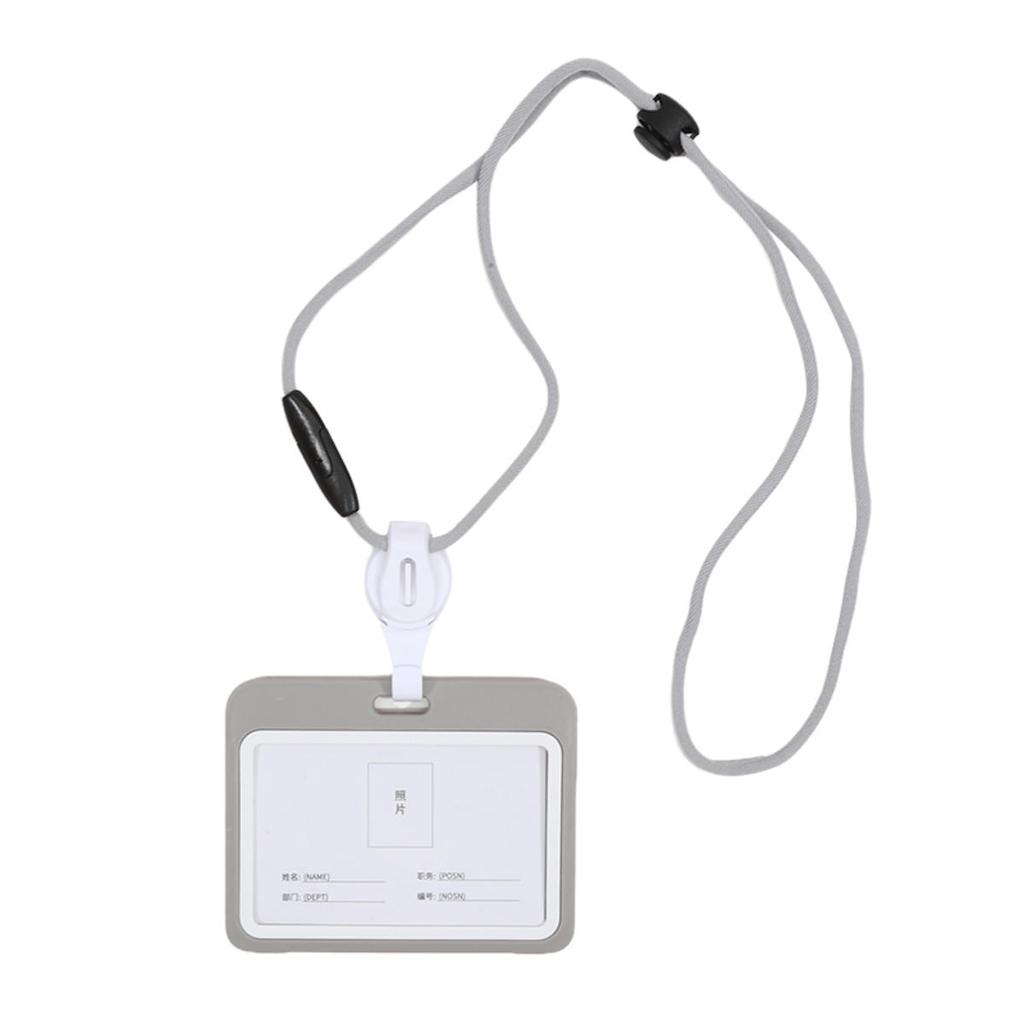 Vertical Double Side ID Badge Holder With Adjustable Neck Lanyard Retractable Anti-Slip Design Work Card Case