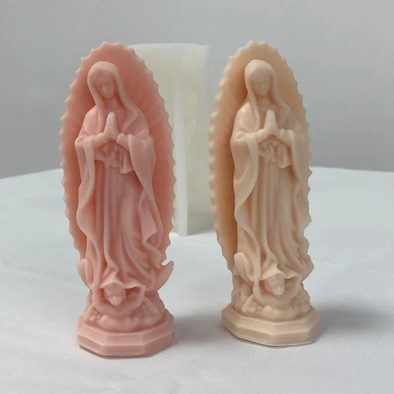 1 шт. 3D силиконовая форма для свечи с изображением Девы Марии, DIY, западный портрет, поделки, формы для гипса, смолы, цемента, ручное изготовление мыла, домашнее искусство