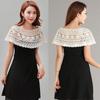 White Elegant Knit Dress Lace Crochet Shawl Wraps Bridal Hollow Out Cover Up Women Summer Sun Protection False Collar Cape