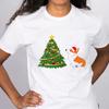 Женская футболка с графическим принтом «Рождественская елка и корги», милая футболка с коротким рукавом в стиле харадзюку, подходит для любого сезона