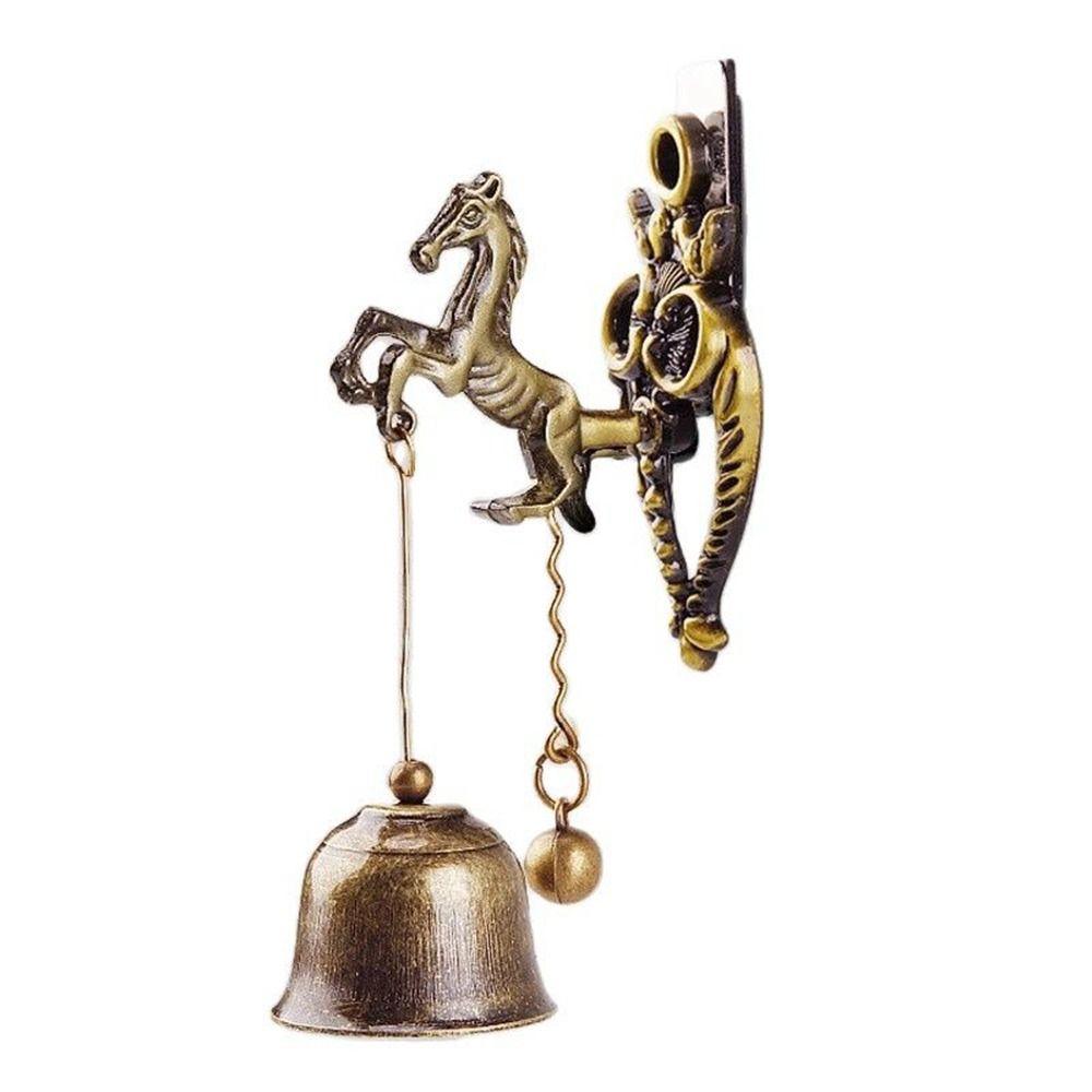 Retro Home Decoration Owl Shape Yard Decoration Horse Mascot Animal Doorbell Metal Bell Wall Hanging Ornaments Wind Chime