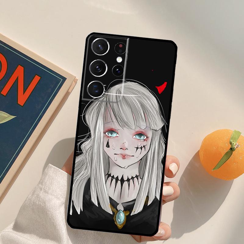 Чехол для телефона с грустной аниме-девушкой для Samsung Galaxy S25 S26 Ultra S24 S20 S21 S22 S23 Plus S10 S25 FE Задняя крышка