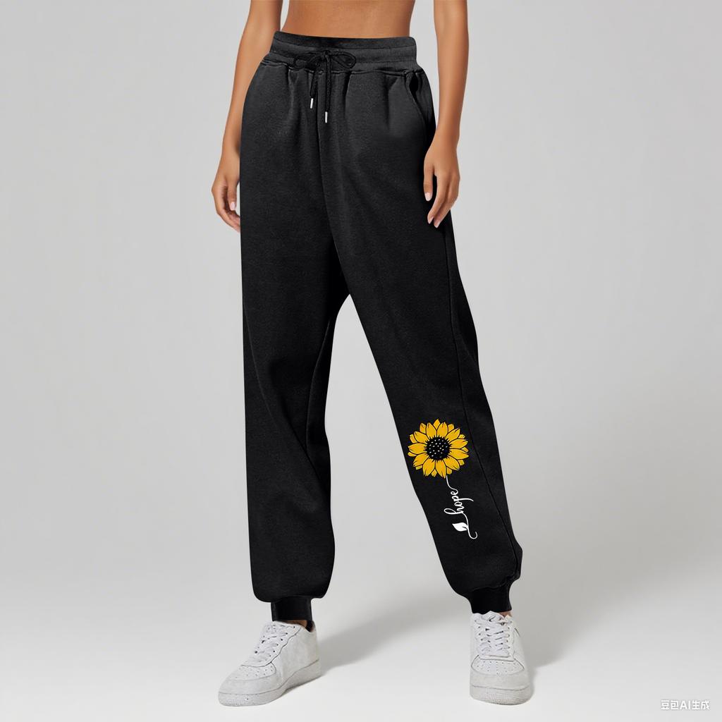 Ladies' Printed Unisex Casual Pocket Drawstring Pants