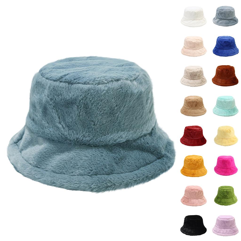 Fashion Solid Colour Fisherman Hat Autumn And Winter Outdoor Warm Plush Basin Hat