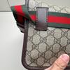 [Pre-Owned] Neo Vintage Series Gold Foil Logo Monogram Tiger Head Decorative Striped Shoulder Strap Canvas And Leather Messenger - Very Good #1JM4MRC