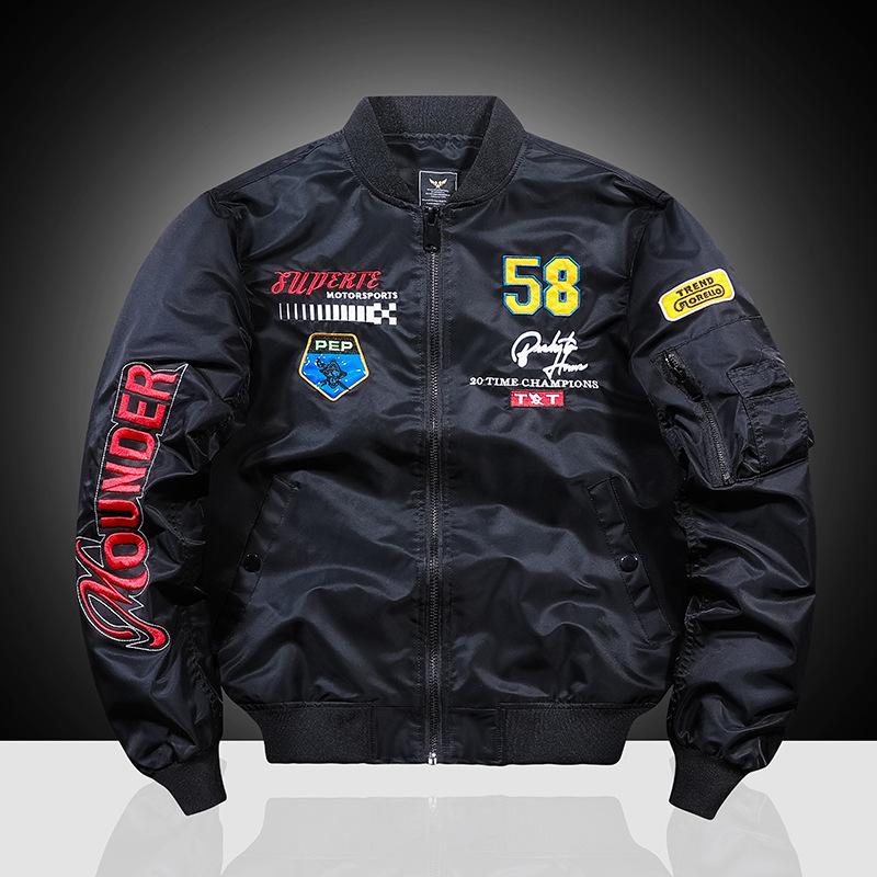 Весенне-осенняя куртка-бомбер ВВС, мужская вышитая бейсбольная куртка, свободная куртка-карго больших размеров