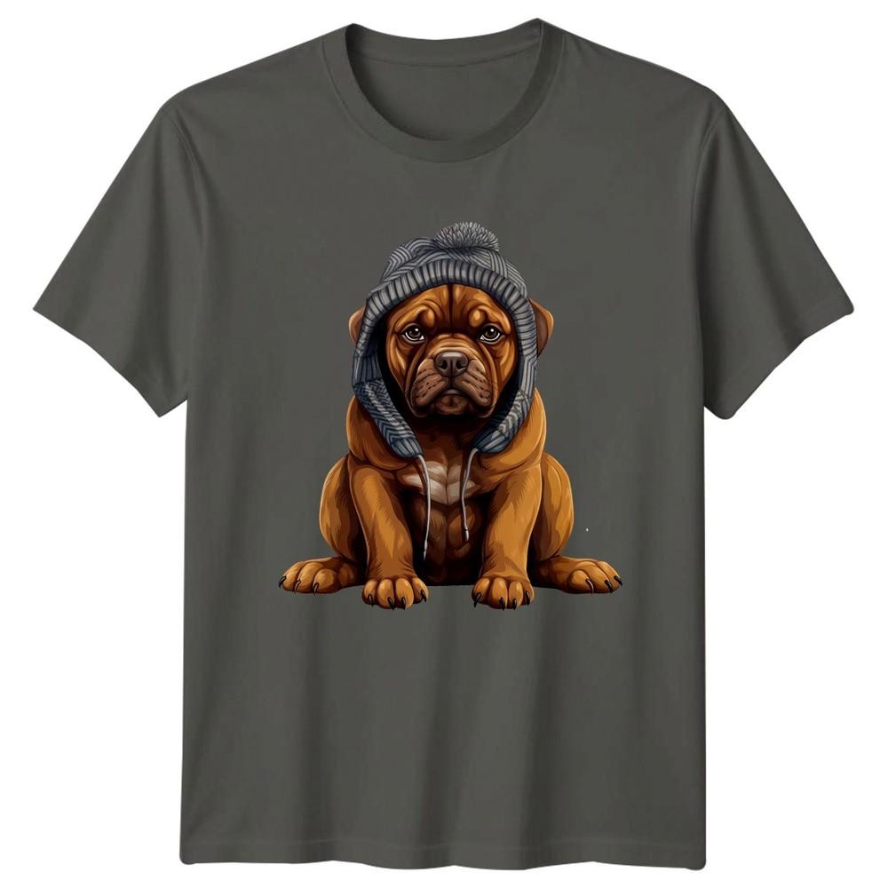 Dogue De Bordeaux Dog Hat Animals Unisexs TShirt Unisexs Tee Graphic Top