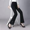 Fashion Simple Commuting Flared Pants Black Casual Women Spring Autumn Slim Elastic High Waiste Pocket Office Lady Trousers 2023