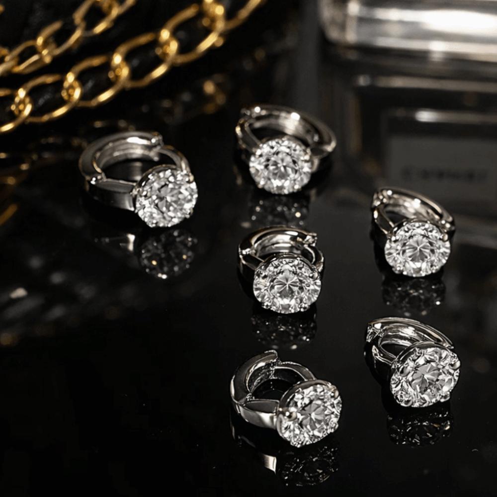 Adjustable Zircon Hoop Earrings Silver Color Jewelry Exquisite Synthetic Zirconia Earrings Gifts