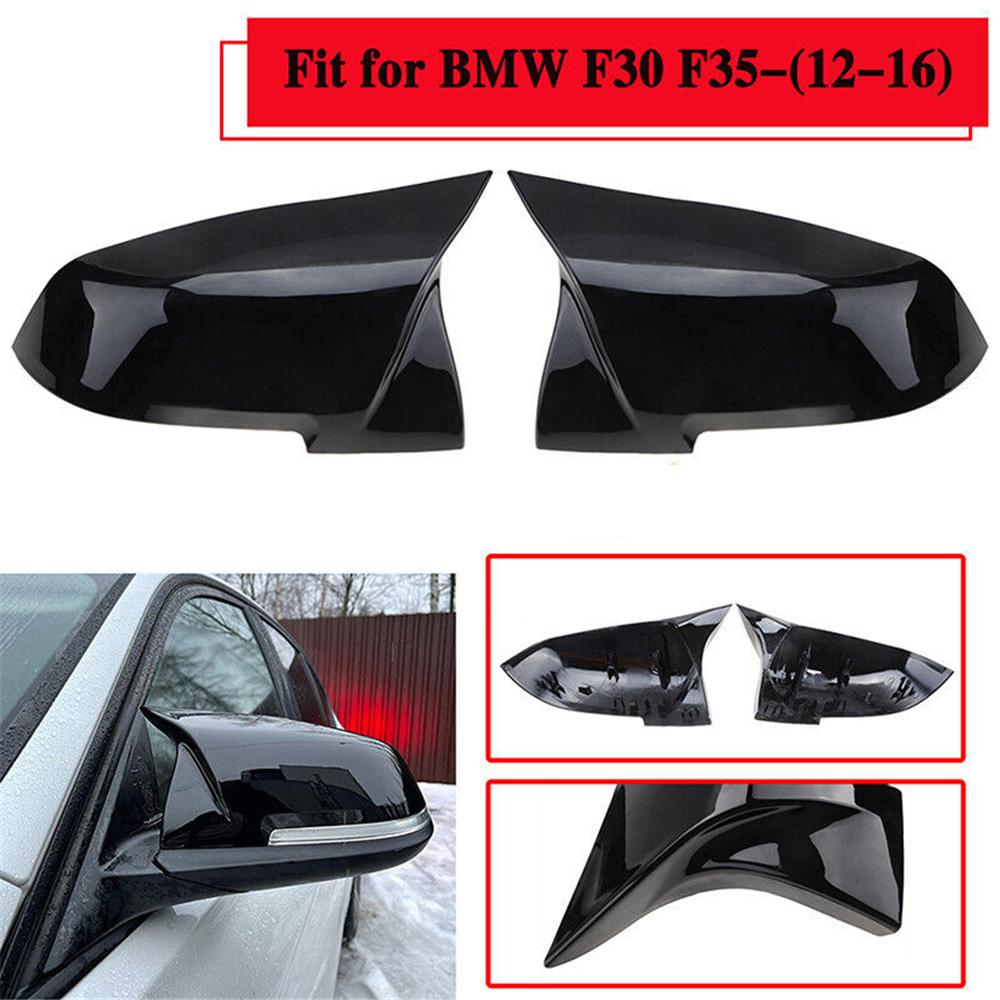 2x Glossy Black Rear View Mirror Cover For BMW F20 F21 F30 F31 F32 F34 F36 I3 X1