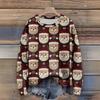 Long Sleeve Pullover Sweaters For Women O Neck Casual Cute Printing Knit Oversized Sweater