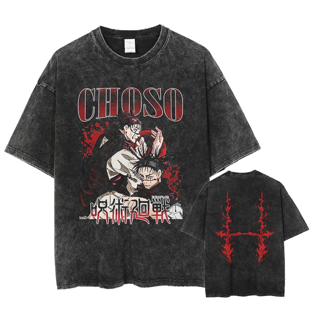 Харадзюку Уличная одежда Мужская Женская Винтажная Футболка Оверсайз Унисекс Футболка с Аниме Графическим Принтом Летняя с Коротким Рукавом Повседневная Хлопковая Футболка