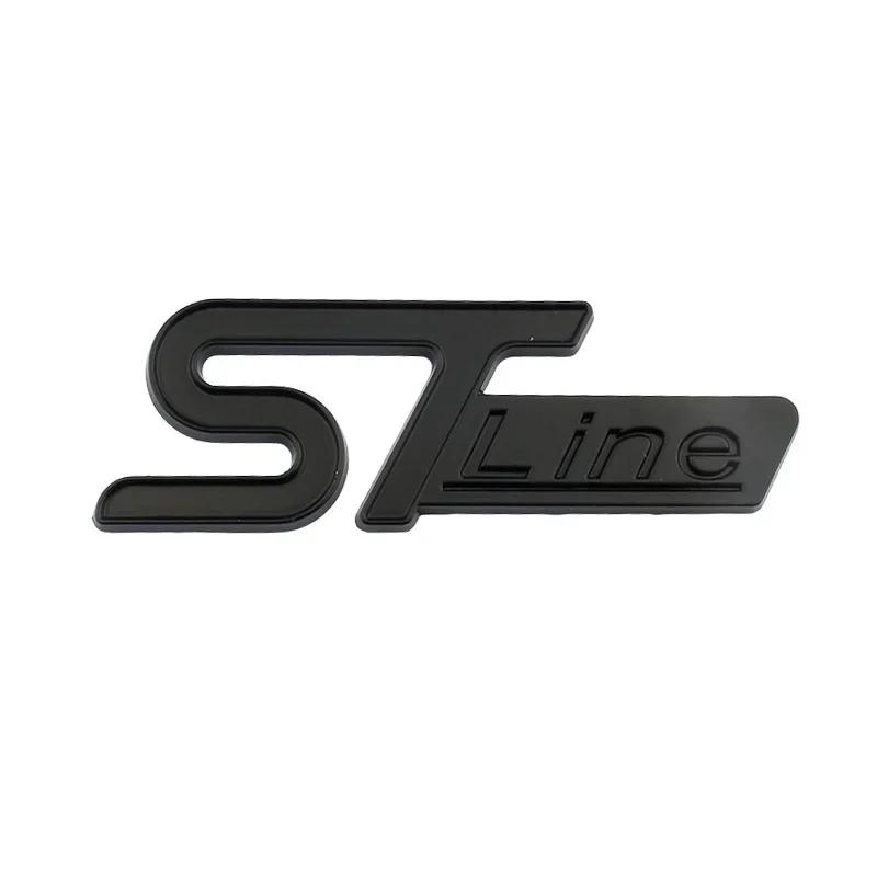 TQ0123D Metal ST Line Head Front Grille Car Trunk Emblem Badge Chrome Sticker For Ford Focus x 2 3 Kuga Fiesta Mondeo Auto Styling