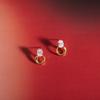 Uworld Delicate Geometric Hollow Linear Earrings With Shiny White  Zircon 18K PVD Gold Plated Stainless Steel Jewelry For Women