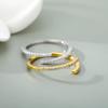 Simple Shiny Zircon Opening Adjustable Rings For Women Double Layer Luxury Engagement Wedding Ring Femme Luxury Jewelry Gift