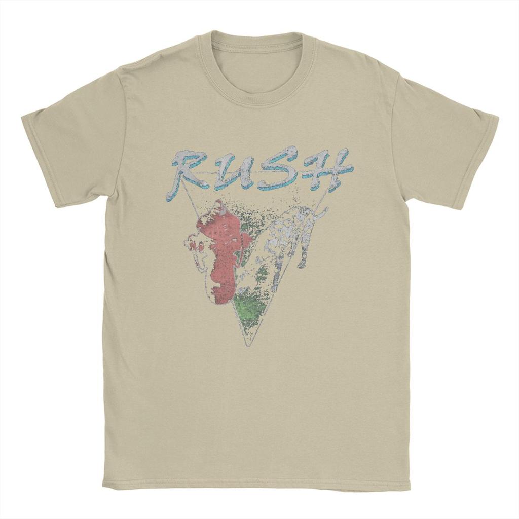 Men's Band Rush T Shirt Pure Cotton Tops Humorous Short Sleeve O Neck Tees Original T-Shirt