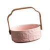 Decorative Basket with Wooden Handle, Ceramic Fruit Bowl Holder, Bread for Home Picnic Table