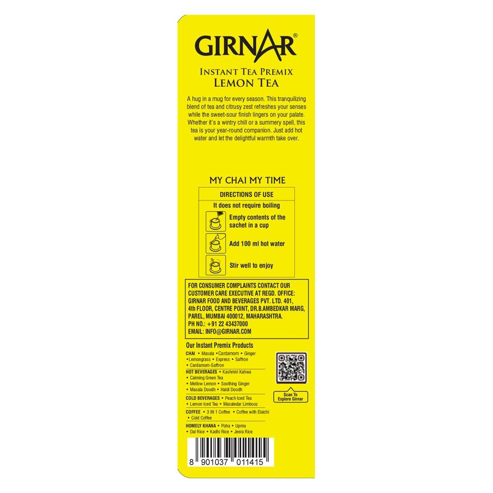 Girnar Instant Premix Lemon Black Tea Granules 10 Sachets 10g Refreshing Citrus Beverage