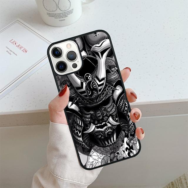 Чехол для телефона Самурайская маска Шлем Для iPhone 17 Air 13 12 14 15 16 Чехол Для Apple 14 15 16 Pro Max Plus Coque