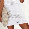 Women Knitting Beach Dress O-Neck Sleeveless Solid Color Cover Up Dress Side